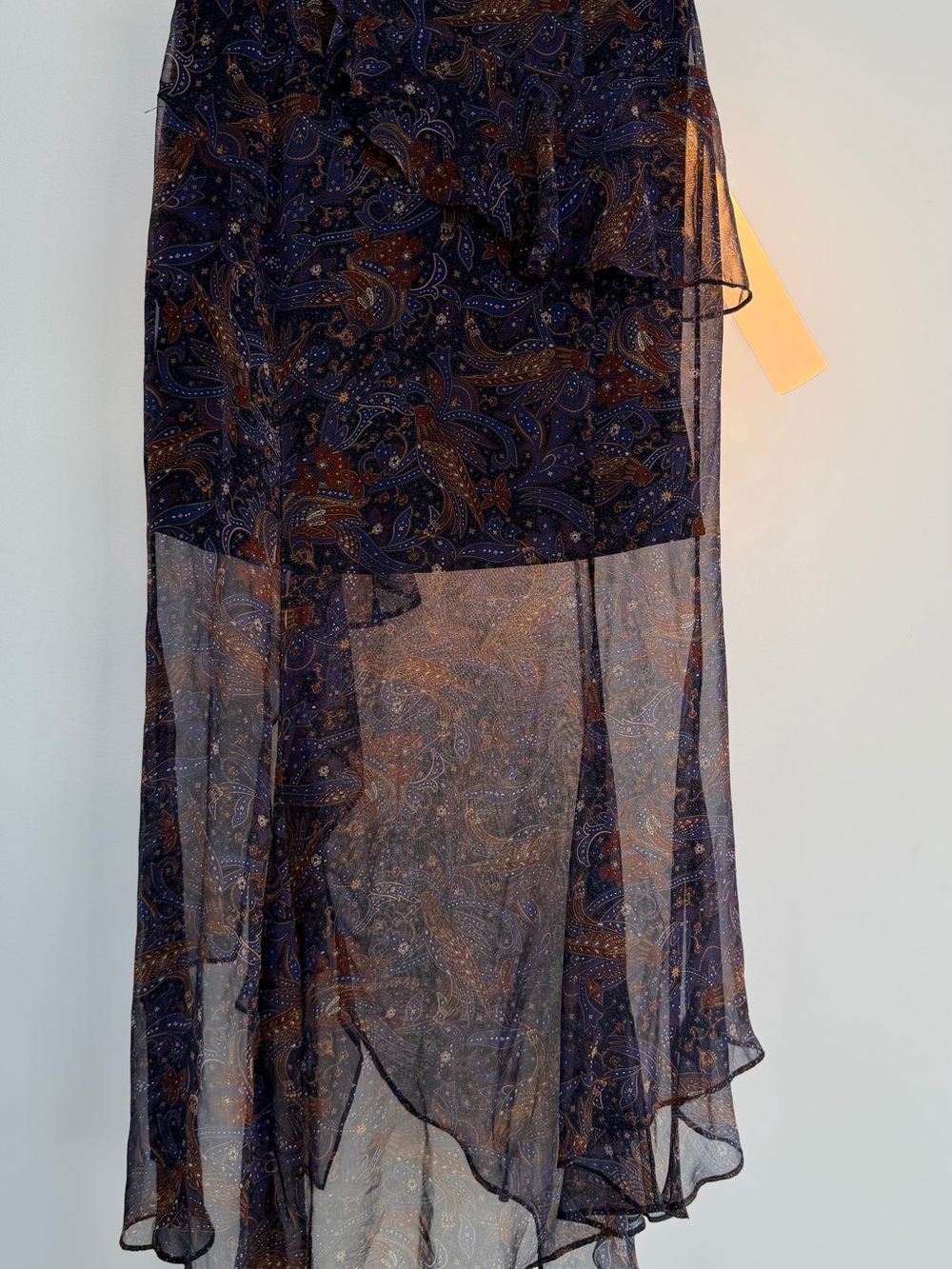 Veronica Beard Purple and Brown Sheer Asymmetrical Midi Skirt - Picture 3 of 7